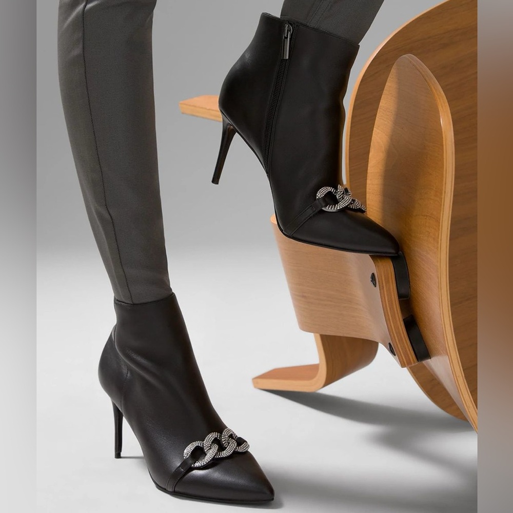 WHBM HEMATITE CHAIN MID-HEEL BOOTIE - Picture 5 of 5